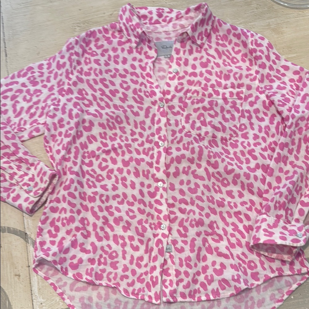 Rails Pink and White Blouse with Animal Print